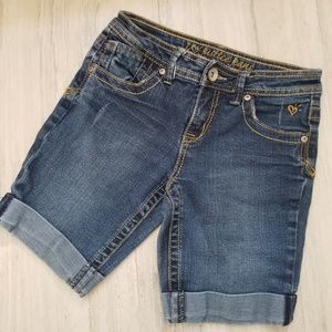 Justice 10R mid-thigh cuffed jean shorts